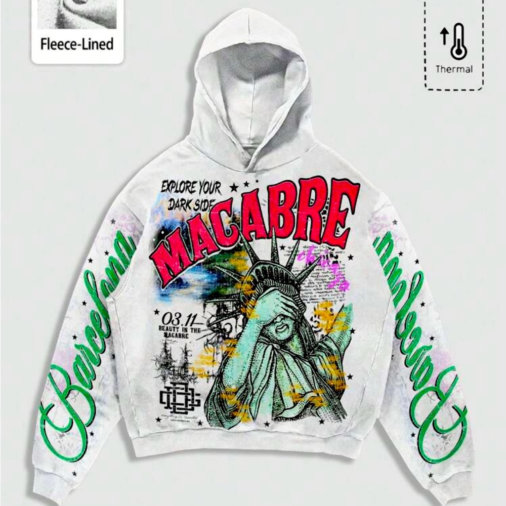 Graphic White Hoodie with Colorful Print